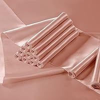 Vista 104 de Manyshofu 12Pcs Satin Orange Table Runner - 12 x 72 Inch Long Size, Party Table Runner Decor Bright & Smooth Wedding Decorations Table Runners for