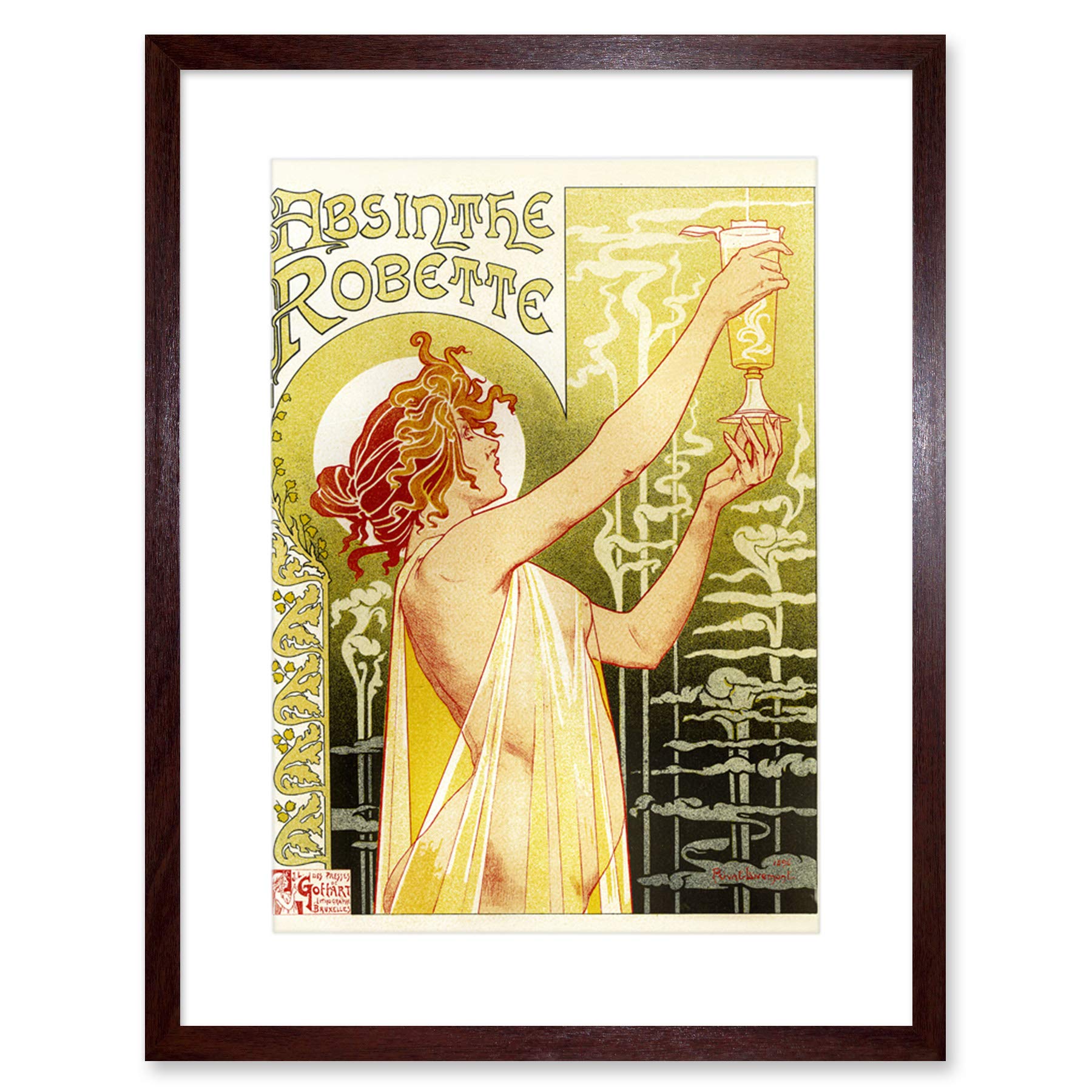 Wee Blue Coo Absinthe Robette Belgium Classic Artwork Framed Wall Art Print 12X16 Inch