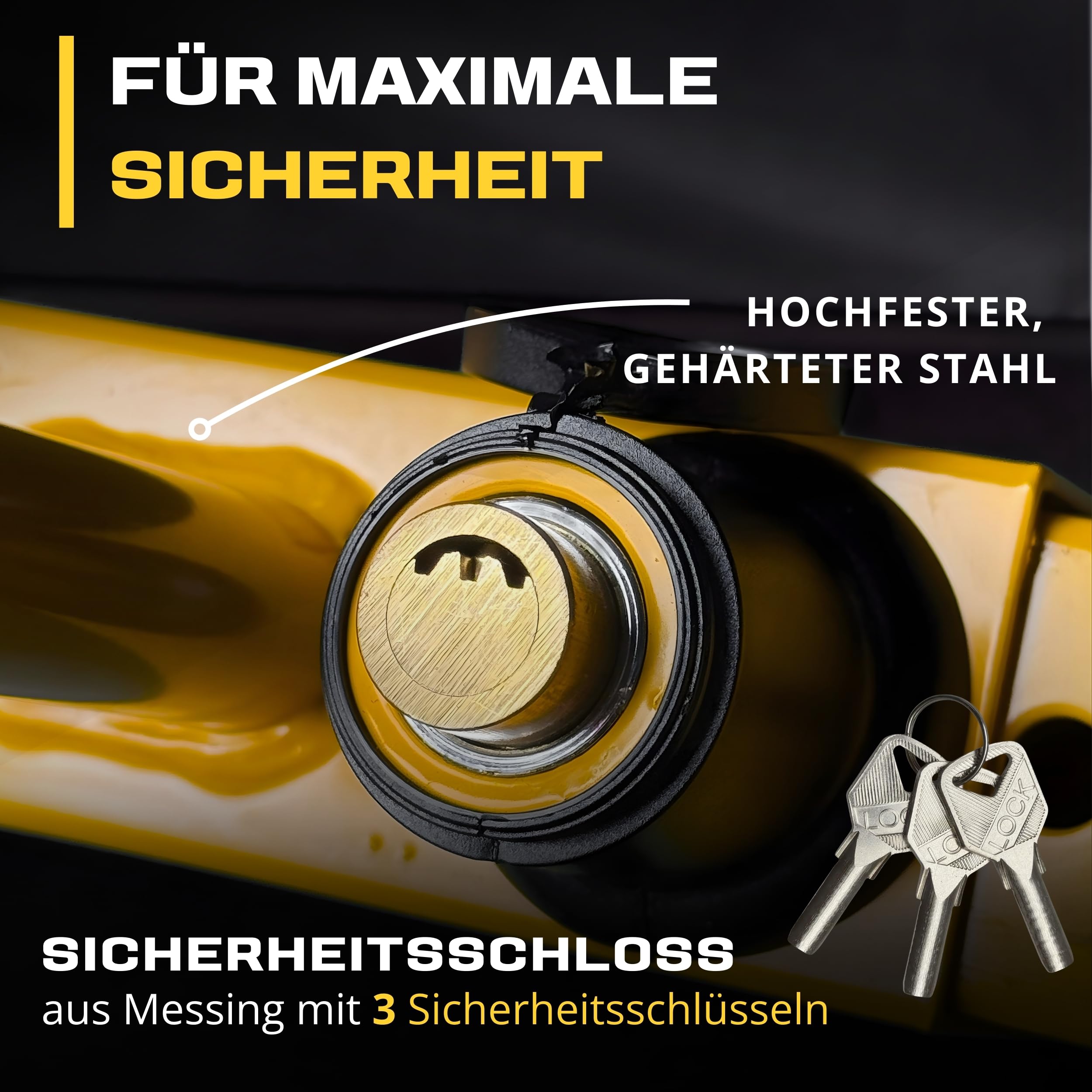 Parkkralle Radkralle für Anhänger, Auto, Wohnwagen, Wohnmobil, PKW, Wegfahrsperre Autokralle Reifenkralle mit Sicherheitsschloss + 3 Schlüssel, für 17-30cm breite Reifen, 1-Hand Bedienung