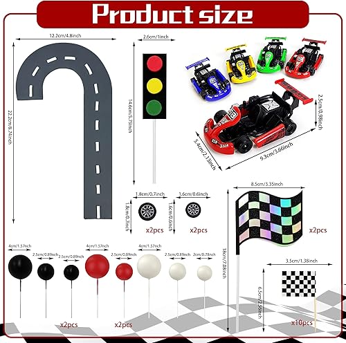 Miniatura 8 de Decoración para tartas de auto de carreras para auto de carreras, decoración para tartas de cumpleaños para auto de carreras, recuerdos de fiesta