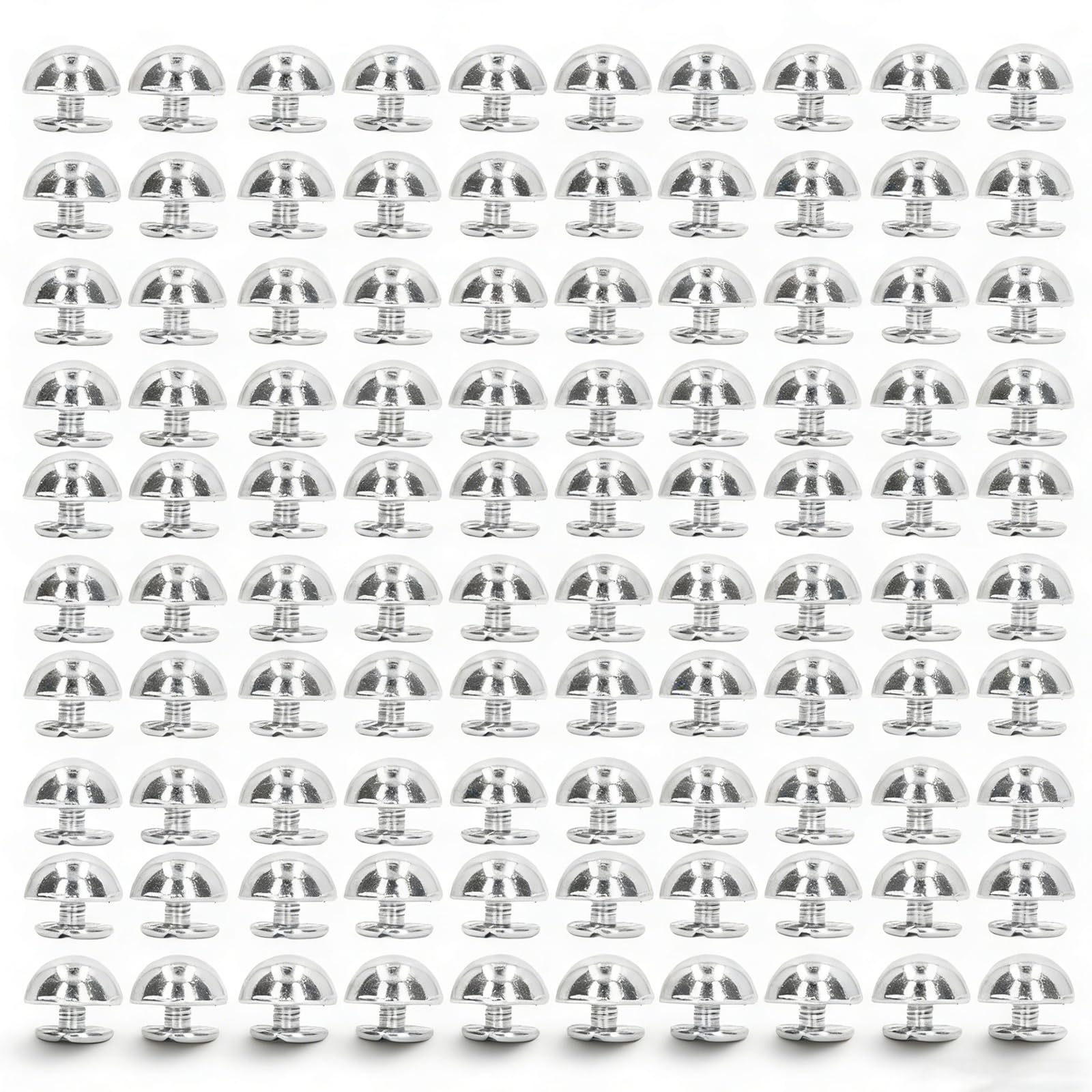 100 Sets Mushroom Rivets Stud Round Head Screw, Dome DIY Stud Buttons Semicircle Electroplating Process Alloy Rivets for Leather Clothes Bag Craft Decoration10mm (Silver)-image-7