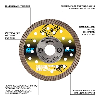 OX Tools DX10-125/22 Spectrum Plus Diamond Blade-Universal/Hard-125/22.23mm, 125/22.23mm