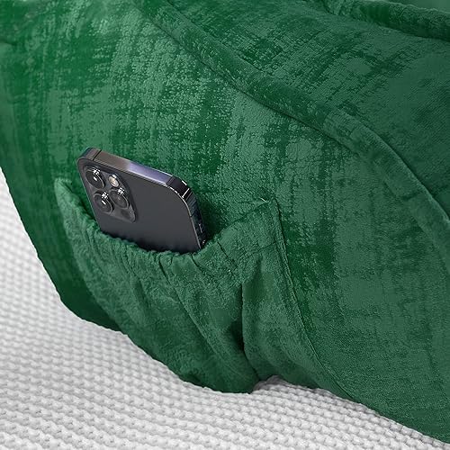 Miniatura 8 de BYTIDE Se necesita montaje de terciopelo artístico respaldo de lectura almohada con brazos y bolsillos para sentarse en la cama sofá funda extraíble