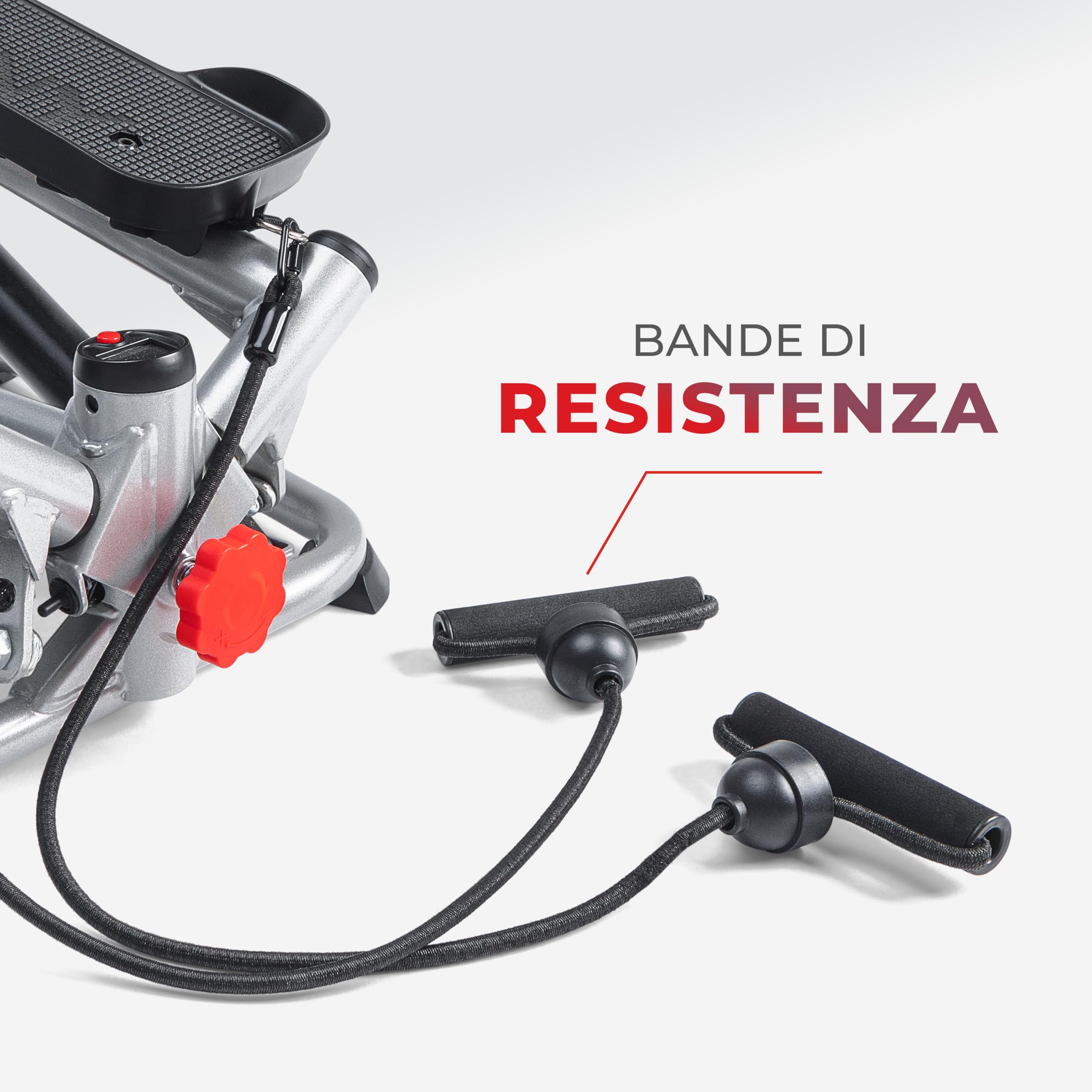 Sunny Health & Fitness Mini Stepper per Allenamento a Casa, Stepper da Scale per Esercizi, Attrezzatura Cardio a Basso Impatto, con Movimento Twist Opzionale/Fasce di Resistenza/App SunnyFit Gratuita