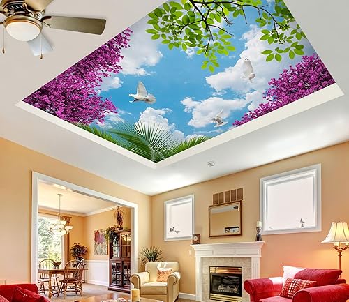 3D Flowers Leaves A6816 Ceiling Wall Paper Wall Print Decal AJ WALLPAPER  Self-Adhesive Large Ceiling Wallpaper AJ CA Amy 2023 Aug (Vinyl (No Glue &