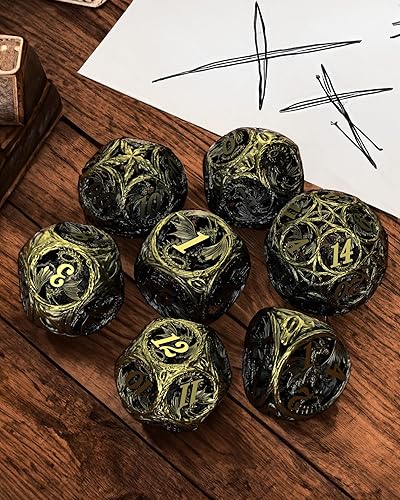 Miniatura 3 de JOYLORD Juego de dados DND - Elegantes dados de mazmorras y dragones con diseño de dragón de vid de árbol, dados DND y D&D de metal prémium