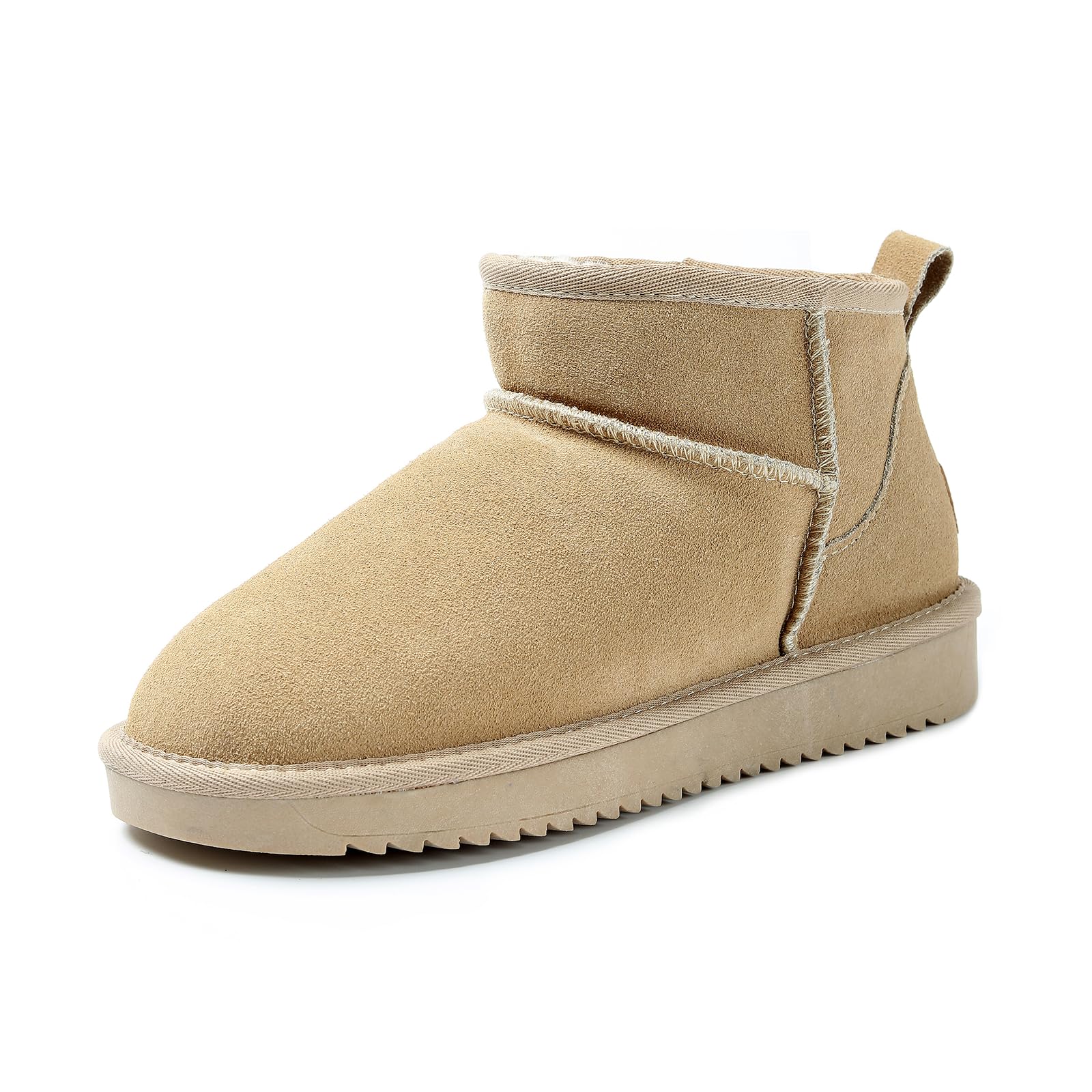 Faux Suede Winter Boots for Women - Water Resistant Snow Booties with Memory Foam Plush Faux Fur Non-Slip