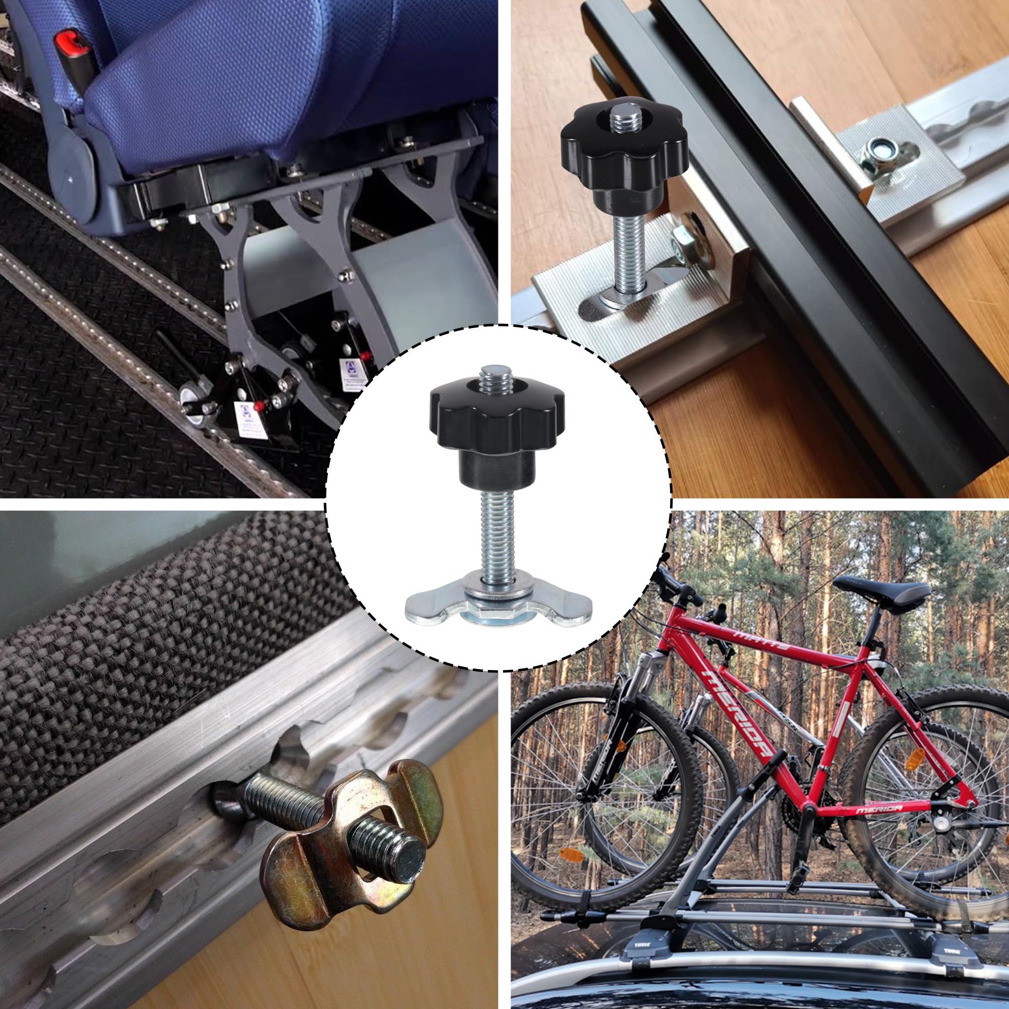 12 Stück Schraubfitting Airlineschiene M8x60 Airlinebeschlag Schwarz Airline Fitting Endbeschlag Zurrschiene Zubehör 500daN Einfachendbeschlag für Zurrschienen, Wohnmobil Zubehör