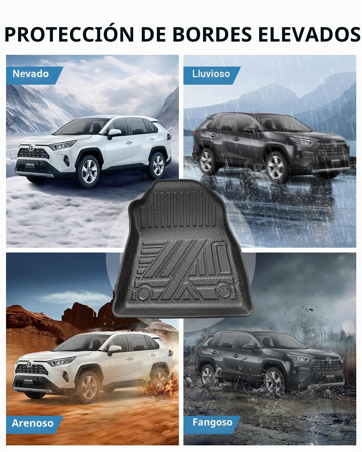 Alfombrilla para Toyota RAV4 PHEV Plug-in Hybrid 2025 2024 2023 2022 2021 2020 2019, Alfombras RAV4 PHEV Originales TPE, Accesorios Antideslizantes e Impermeables, Negro (3 Piezas)