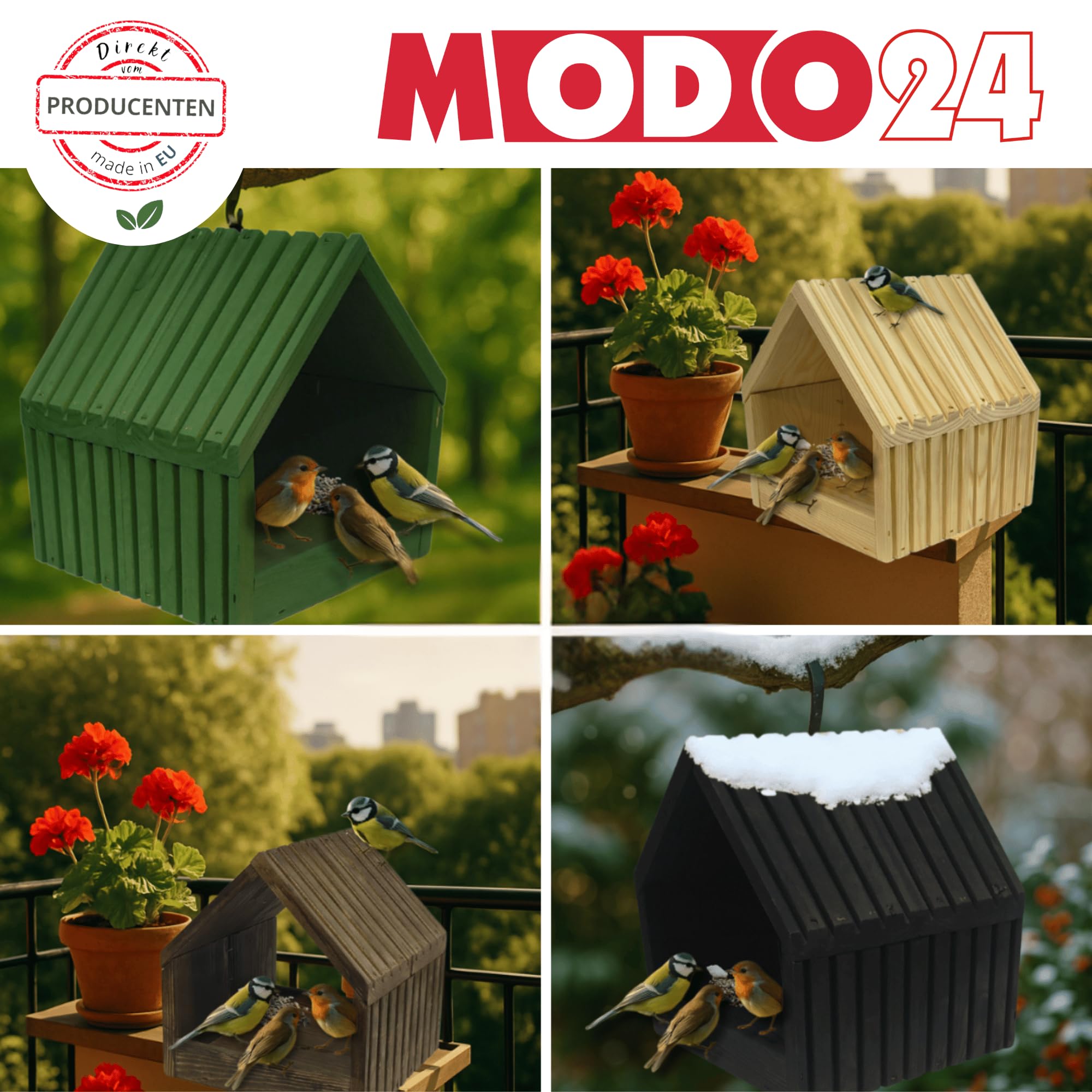 Vogelhaus mit Ständer aus FSC® Holz, Vogelkäfig mit Dach, Wetterfestes Vogelfutterhaus für Garten & Balkon, Futterstation für Vögel, Nistkasten Vogelschutzhaus, 117x24x22, Farbe: Braun