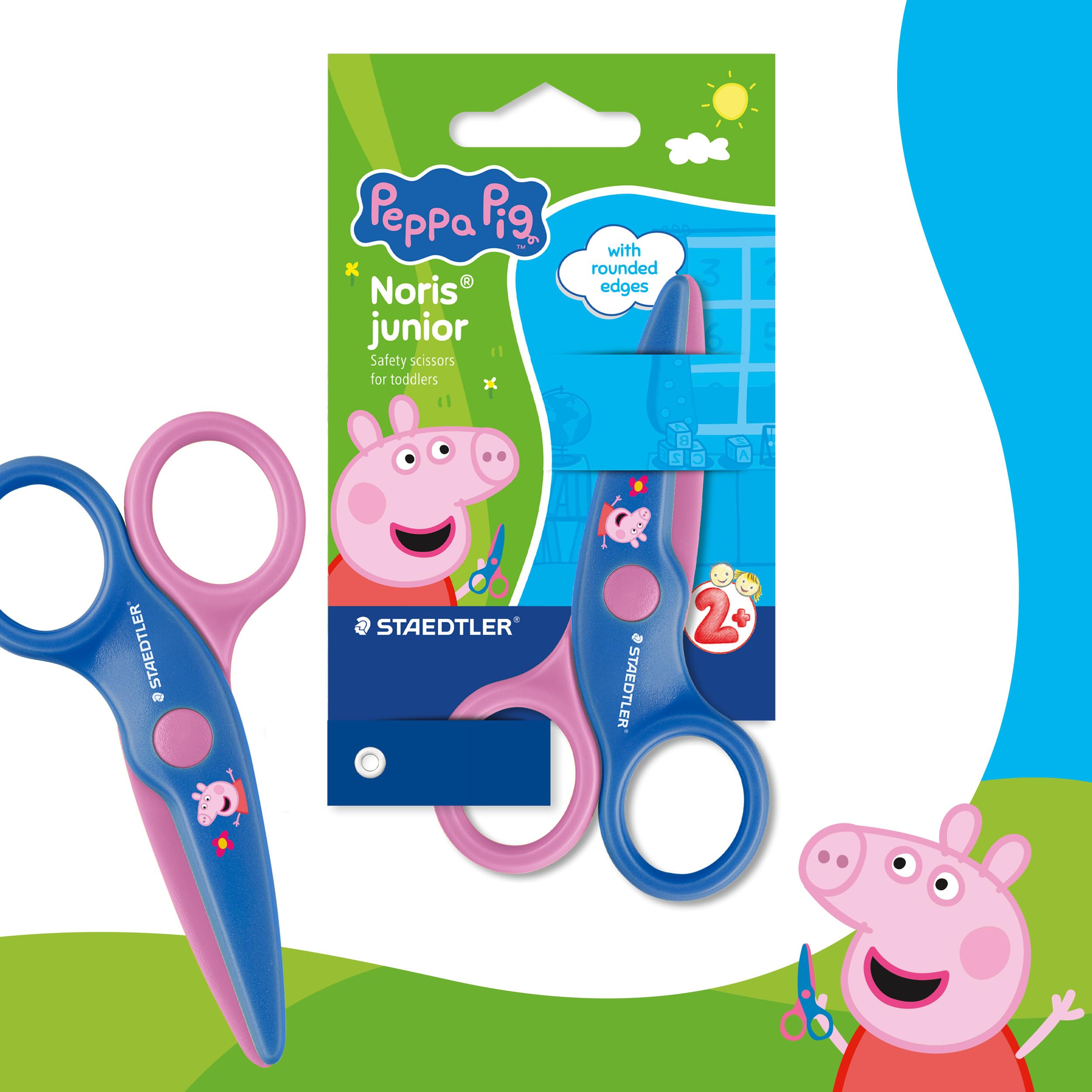 STAEDTLER Noris Junior Forbici per Bambini Peppa Pig – con Punta Arrotondata per i Primi lavoretti creativi – Forbici compatte per Le Piccole Mani