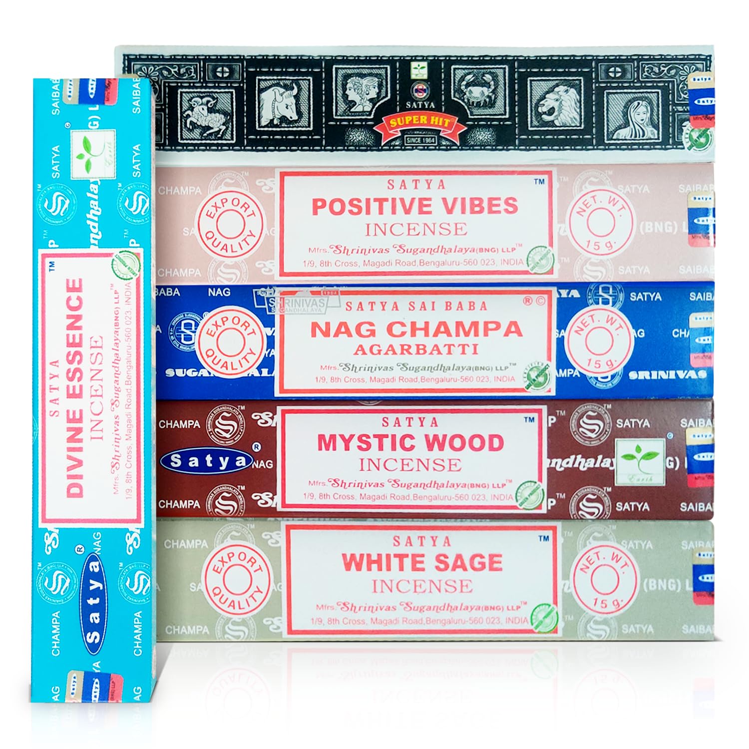 Satya Incense Gift Collection – Handcrafted Assorted Incense Sticks for Meditation, Relaxation & Yoga – 15 g Each (Pack of 6, Floral)