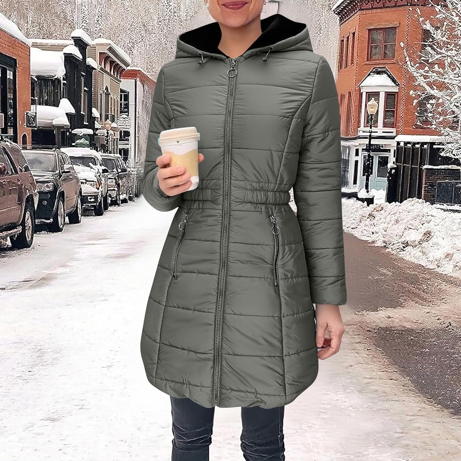 Long Winter Coats Women's Waterproof Fleece Lined Warm Long Puffer Jacket Thicken Parka Outwear Clothes With Fur Hood