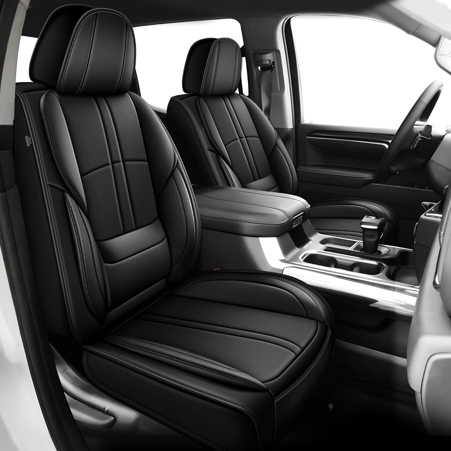 for Chevy Silverado Seat Covers 2007-2025 2026 for GMC Sierra Seat Covers 2007-2025 2026, 1500 2500HD 3500HD, Leather Ice Silk Waterproof Trucks Pickup Seat Covers Custom Fit