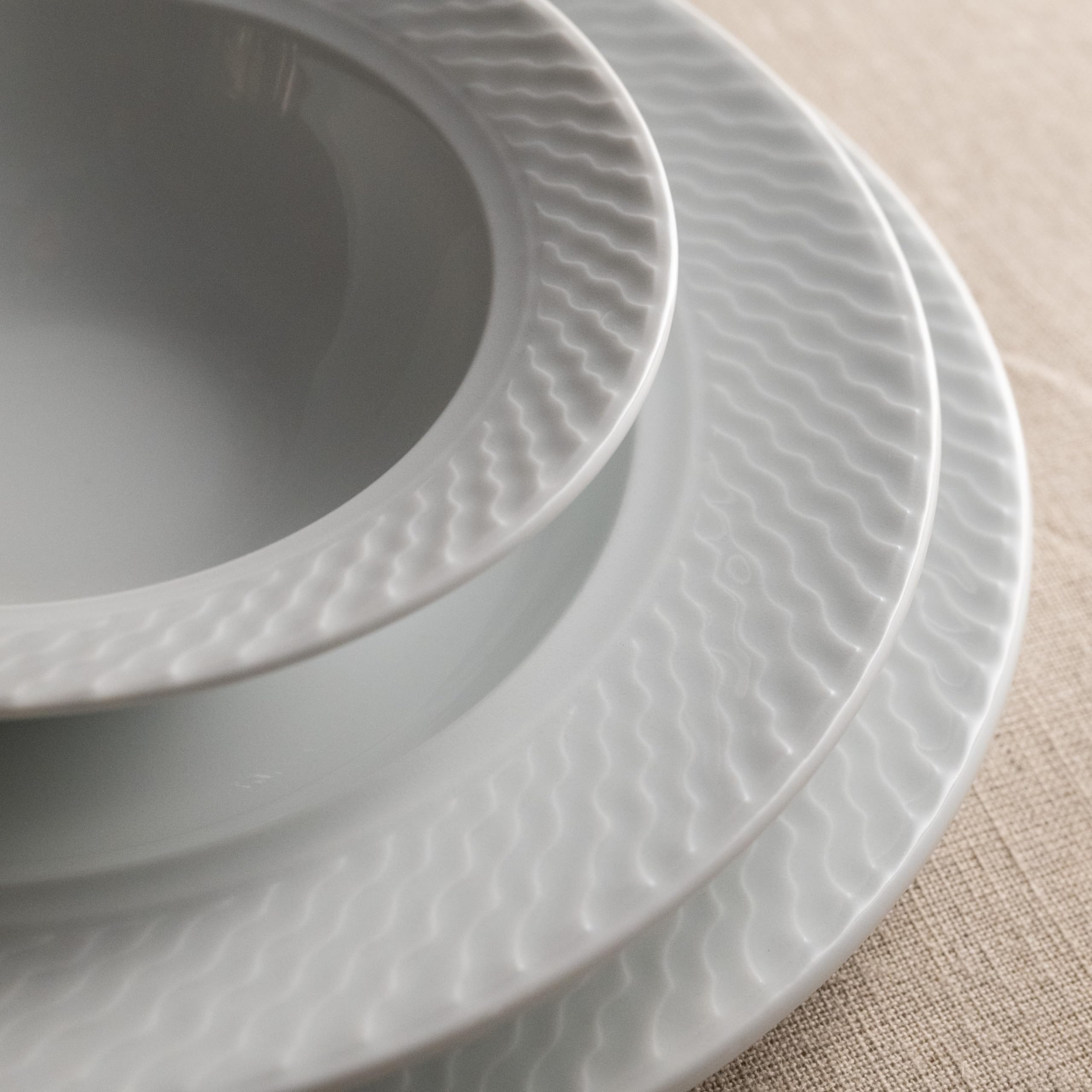 Vajilla de Porcelana de 18 Piezas – Vajilla de Porcelana Blanca Güral Porselen Ocean –Para 6 personas