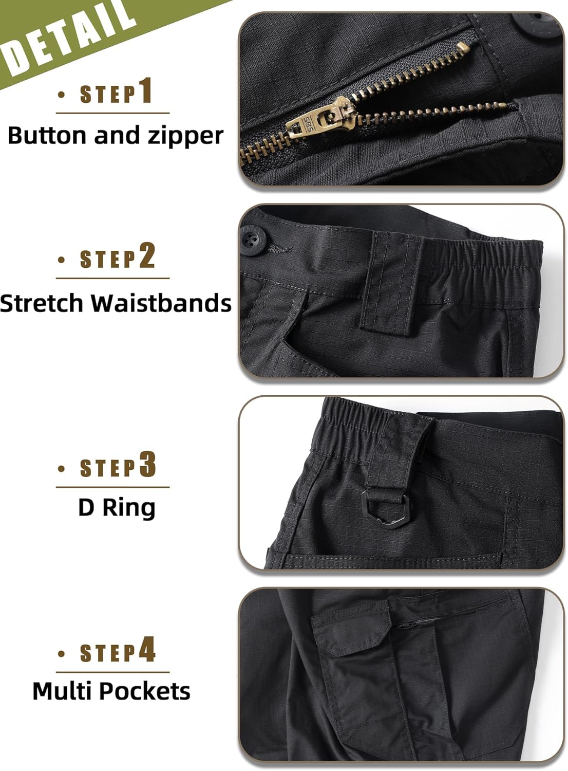 Men's Tactical Cargo Shorts Outdoor Lightweight Stretch Breathable Work Hiking with Multi Pockets