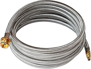 yeacher Mangueira de conexão rápida de propano RV inoxidável de 12 pés para RV para churrasqueira Mangueira de conexão rápida de propano RV de 1/4 "para aparelho portátil de 1 lb para RV de desconexão