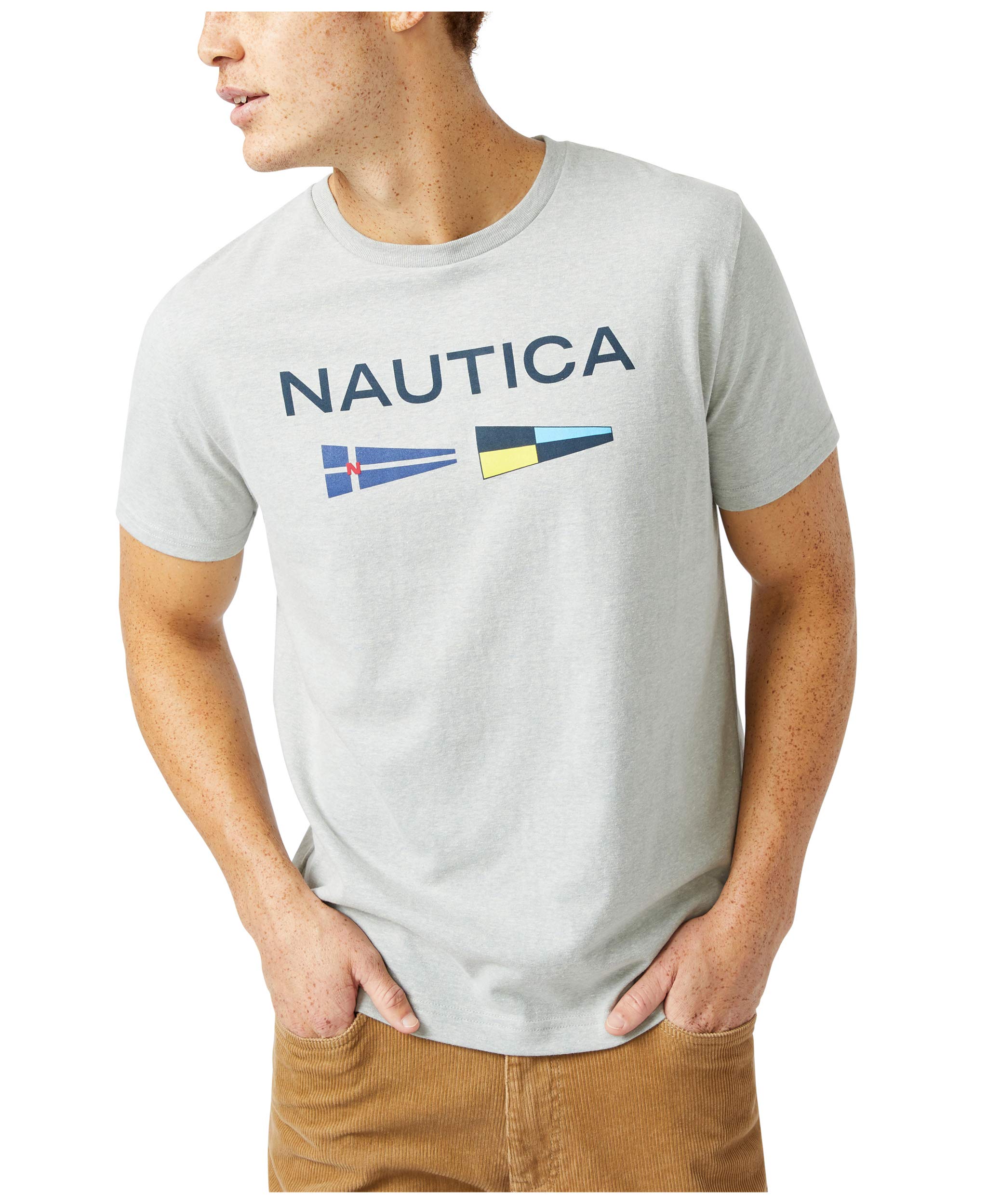 Nautica Mens Nautica Mens Sustainably Crafted Logo Signal Flag Graphic T-Shirt