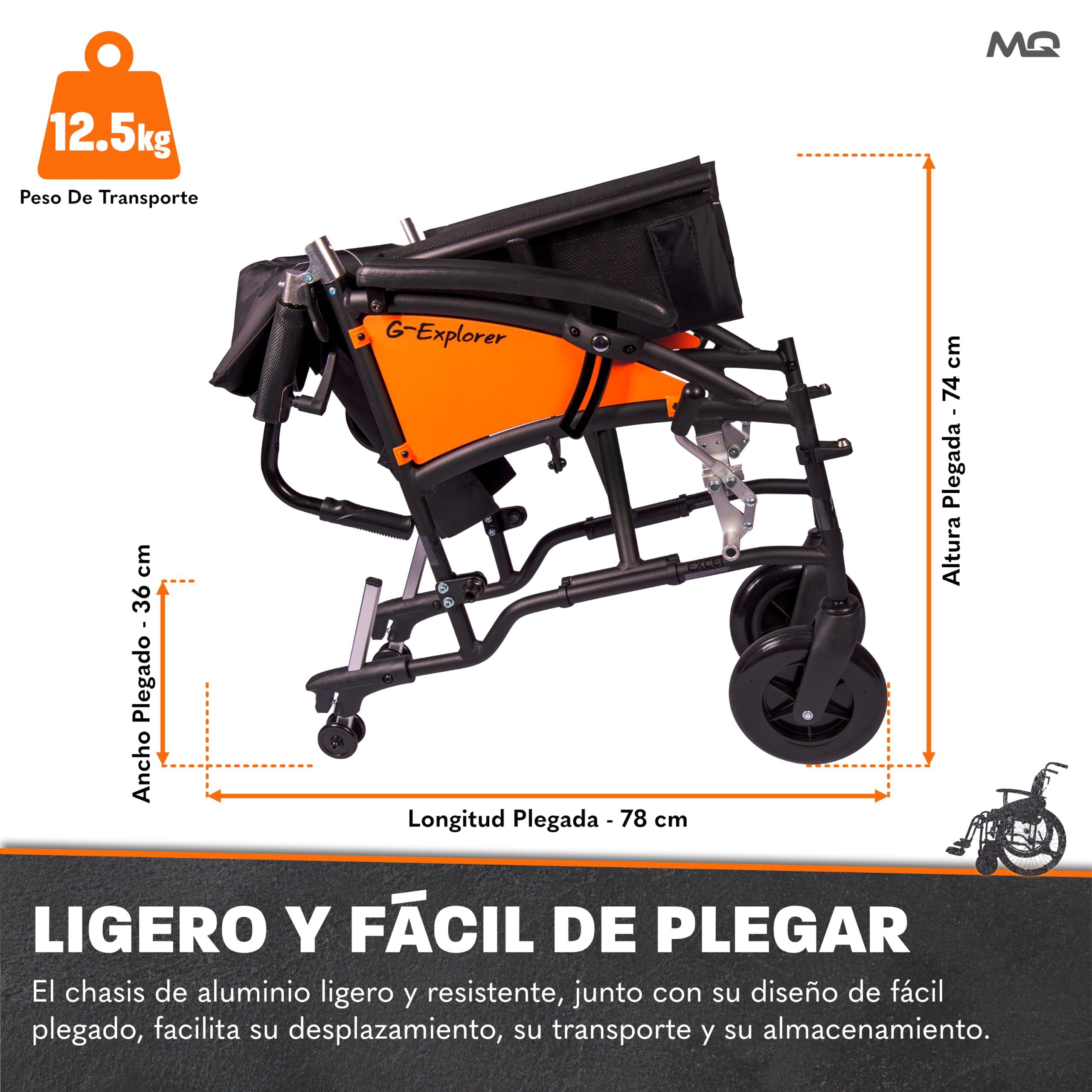 MobiQuip Silla de ruedas todoterreno 12,5 kg, asiento de 18"
