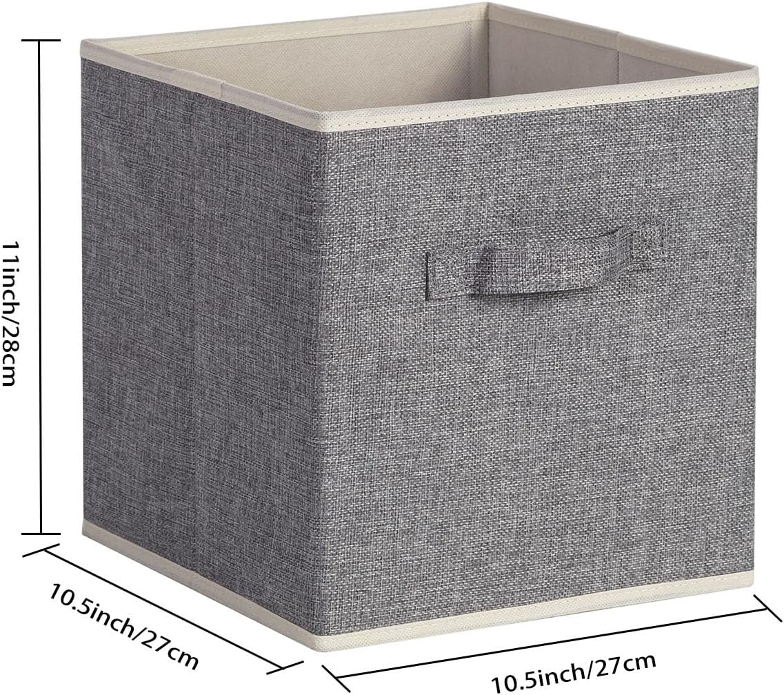 Storage Cube Organizer Bin 10.5" x 10.5" x 11" Large Boxes Fabric Basket with Handles for Organizing Shelves Closet Clothes 4 Color Set A - Image 6
