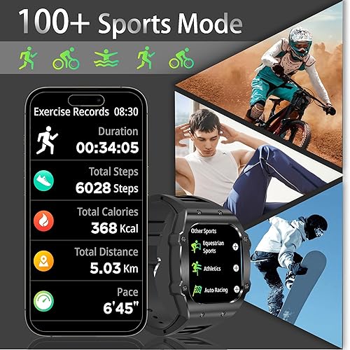 Miniatura 7 de Reloj inteligente para hombre, reloj deportivo de grado militar, resistente al agua, reloj de fitness 1.91, pantalla táctil HD, monitor de