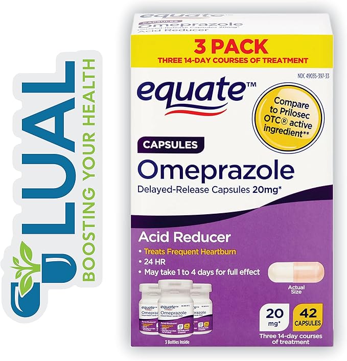 Omeprazole Acid Reducer for Heartburn, 42 Capsules