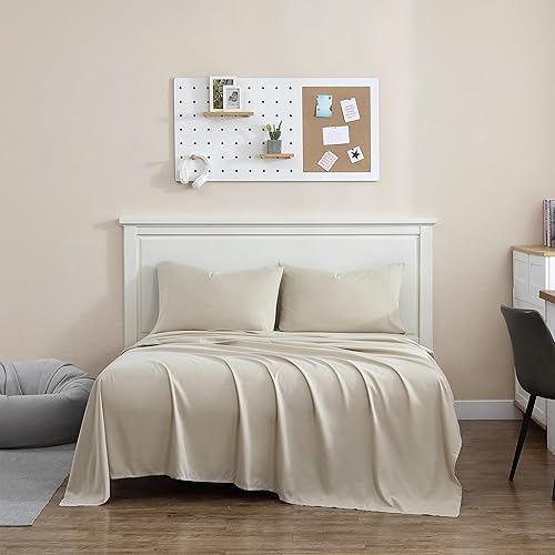 1888 Mills Juego de sábanas tamaño matrimonial, ropa de cama de 4 piezas, suave y resistente al encogimiento, con bolsillos profundos, juego de