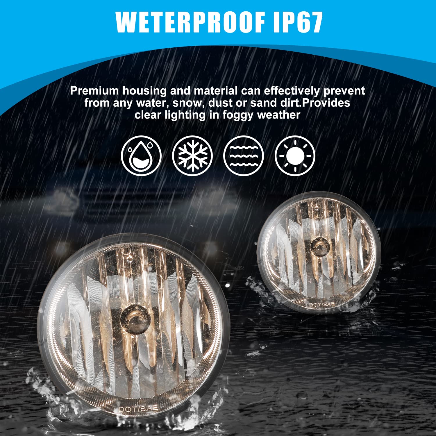 CPW Fog Lights Compatible with Toyota [2005-2011 Tocoma] [2004-2006 Solara] [2007-2013 Tundra] [2008-2016 Sequoia] Driving Fog Lights Pair + Wiring + Switch Kit Clear