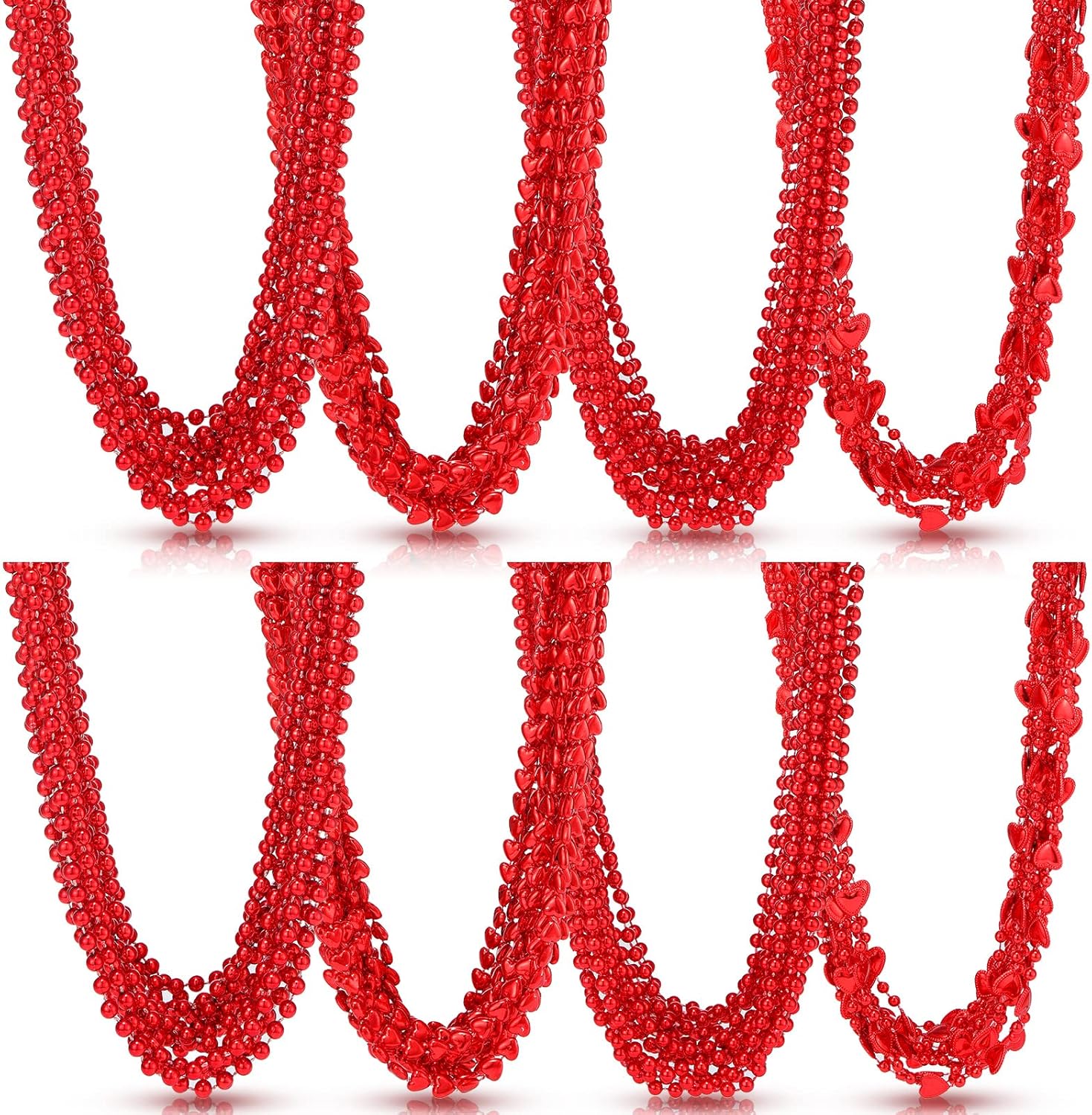 100 Pieces Valentine's Day Heart Beads Necklaces Bulk Heart Shaped Beads Necklaces