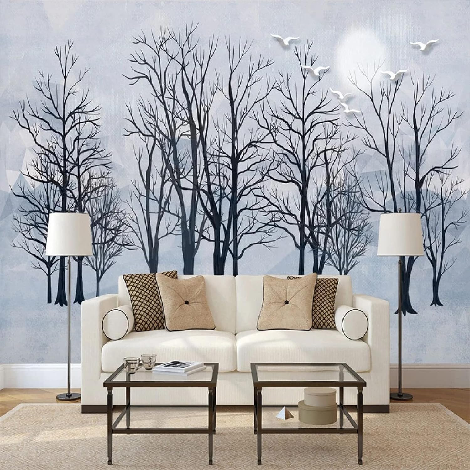 Papier peint photo forêt d'hiver 3D haut de gamme pour salon