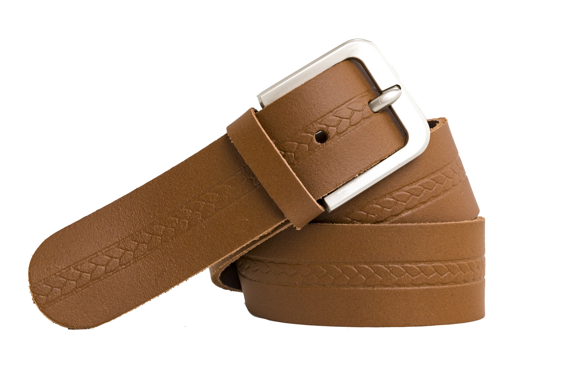 shenky Leather Belt 4 cm Screwed with Stainless Steel Buckle Pattern