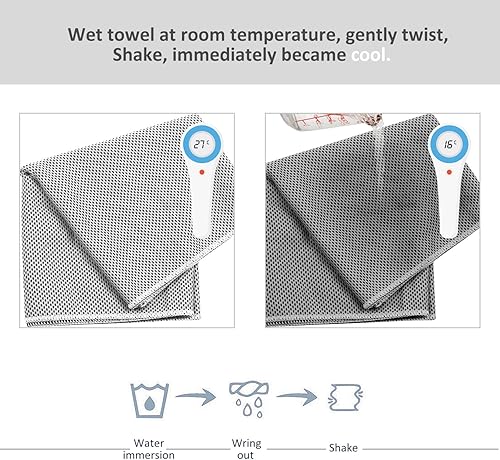 Miniatura 4 de Biange Toalla de refrigeración (paquete de 20, 40 x 12 pulgadas) con bolsas para deportes, entrenamiento, fitness, gimnasio, yoga, golf, pilates,