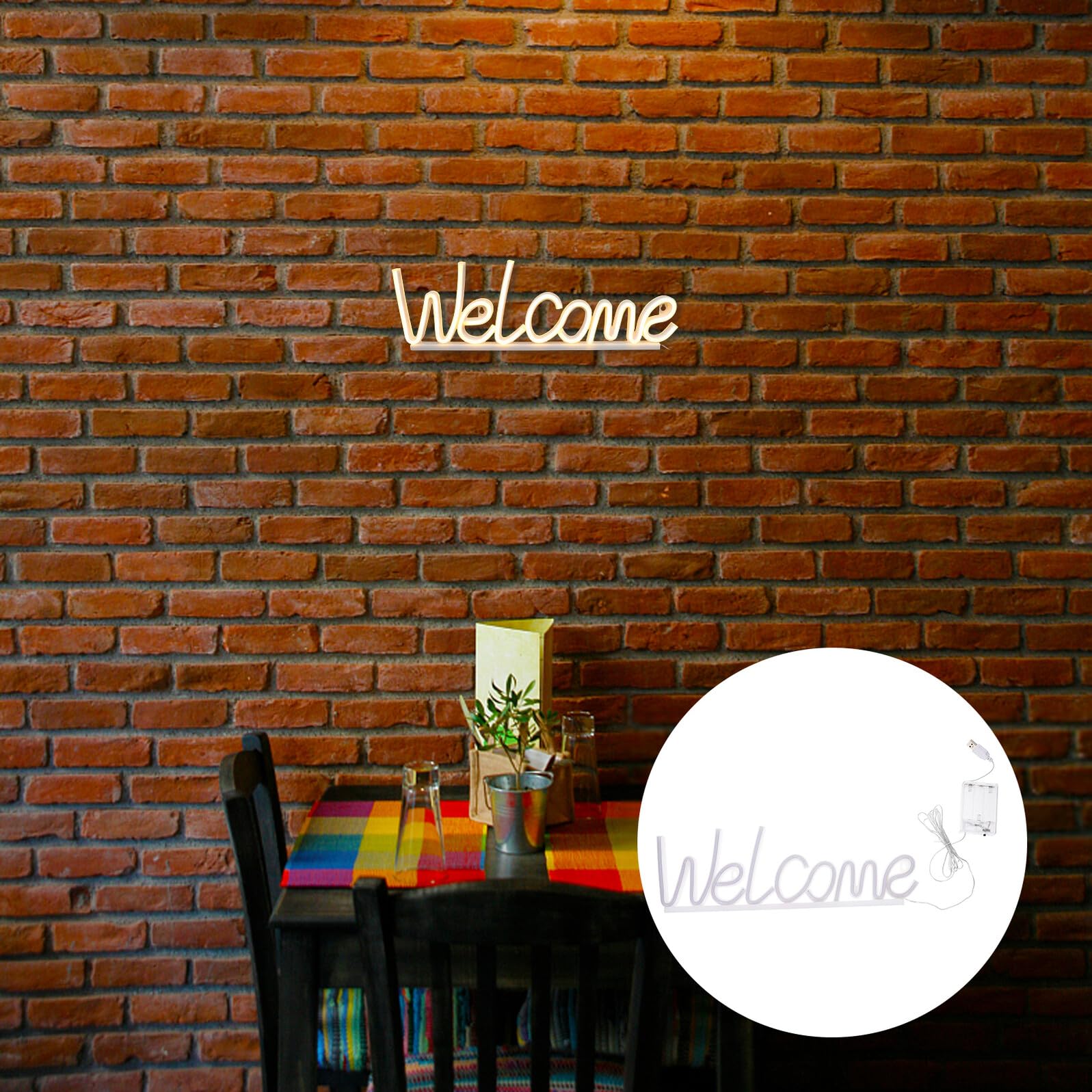 TOYANDONA LED Neon Schild „Welcome“ aus Acryl Dekorative LED Lampe für Party Bar und Wohnraumbeleuchtung Stimmungsvolle Wanddeko