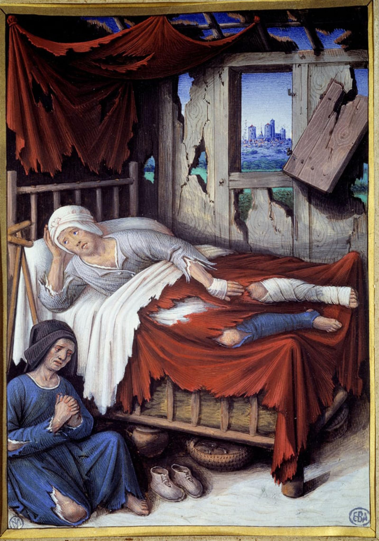 SERENDIPITP Retro Picture Poster Wall Art Pictures Painting the Death of a Poor Man by Jean Bourdichon Wall Art Canvas Print for Wall Decor 60x90cm