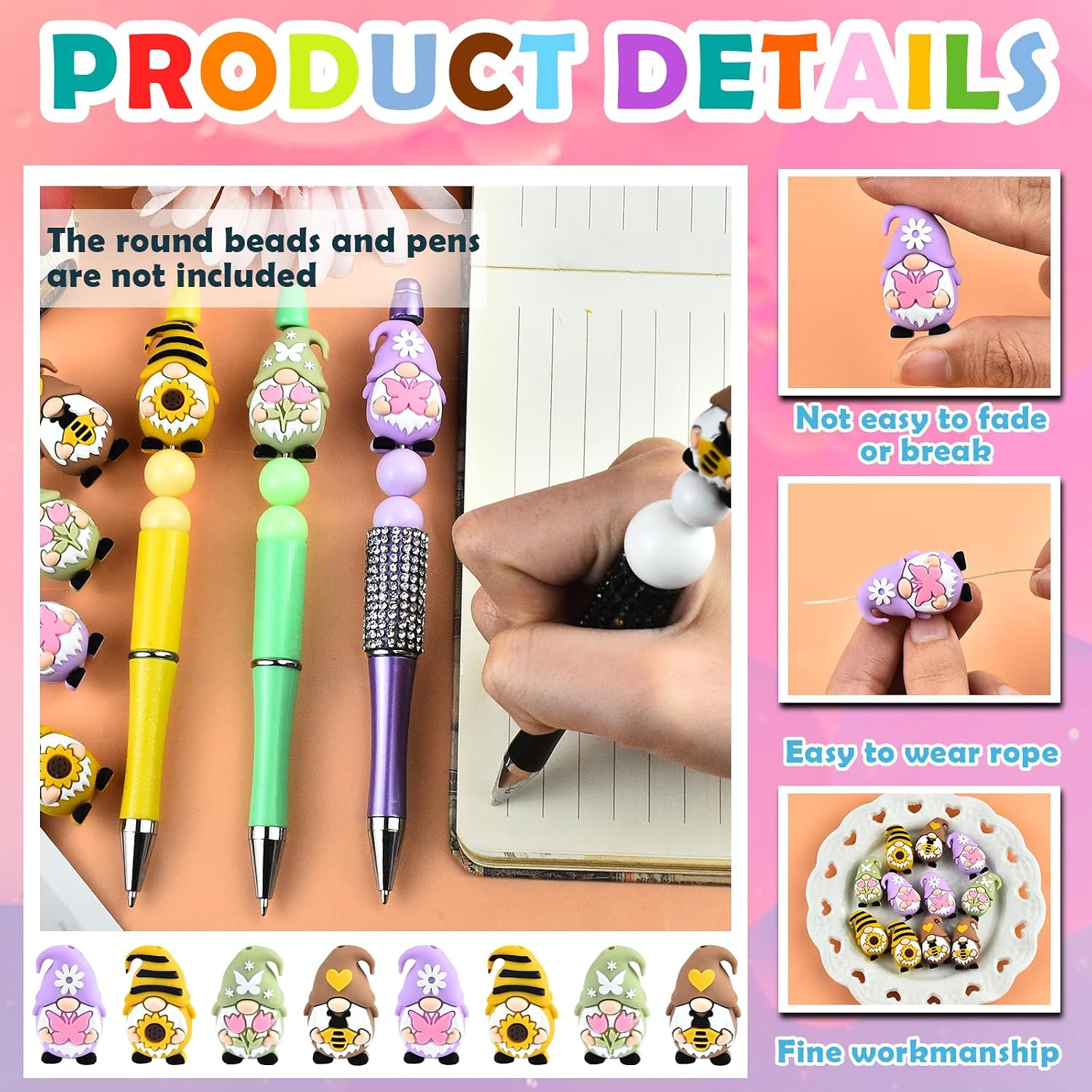 12 PCS 3D Summer Theme Silicone Focal Beads for Pens, Beads Bulk for Keychain Bracelet Necklace Making, Handmade Crafts Supplies