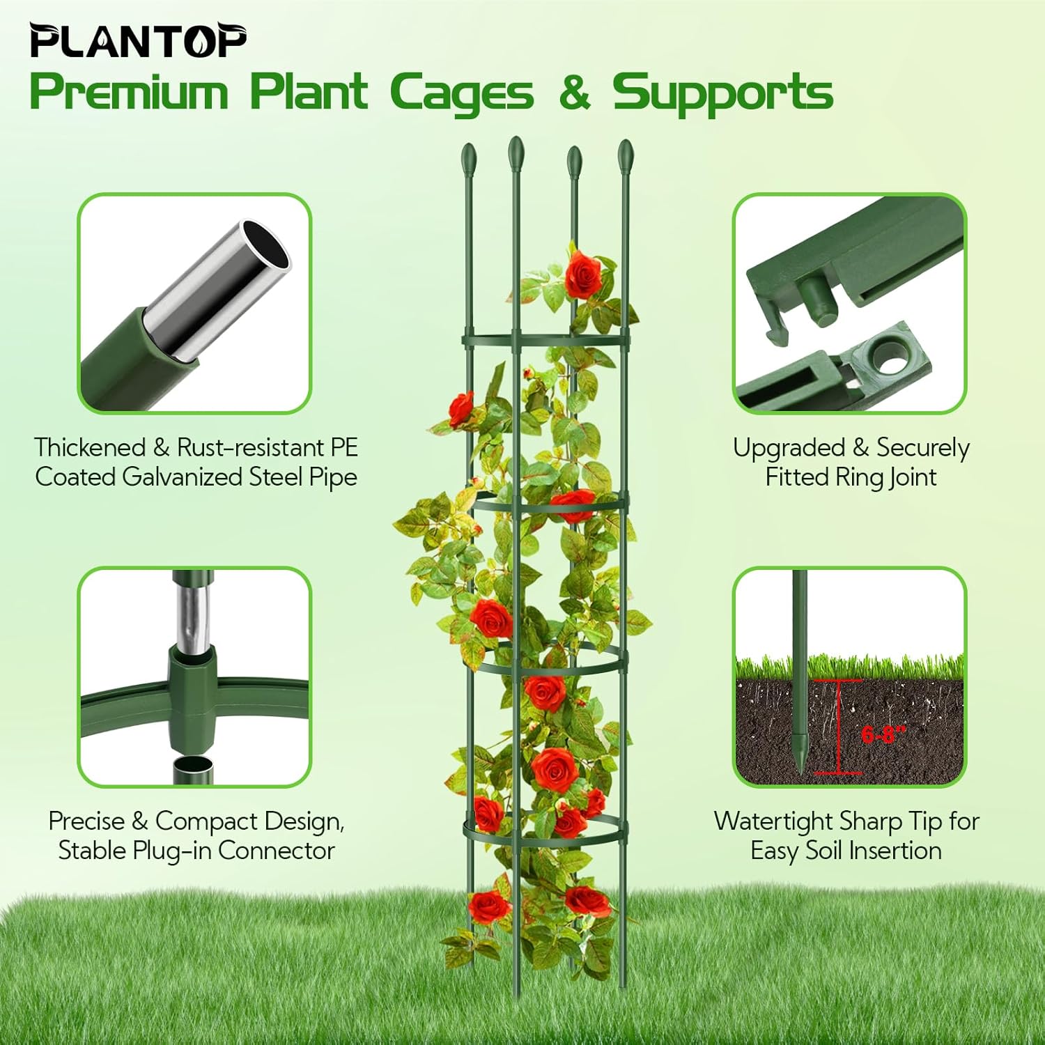 2 Pack 79" Tall Tomato Cages I Upgraded Garden Trellis for Climbing Plants I Heavy Duty Plant Support Garden Tomato Trellis for Potted Plants Vegetable Fruit Crop Flower Vine Indoor Outdoor