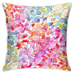 VARUN Colorful Painting Throw Pillow Covers Multicolor Watercolor Spot Red Green Yellow Square Pillowcases for Home Decor Sofa Car Bedroom Pillow case 18x18inch
