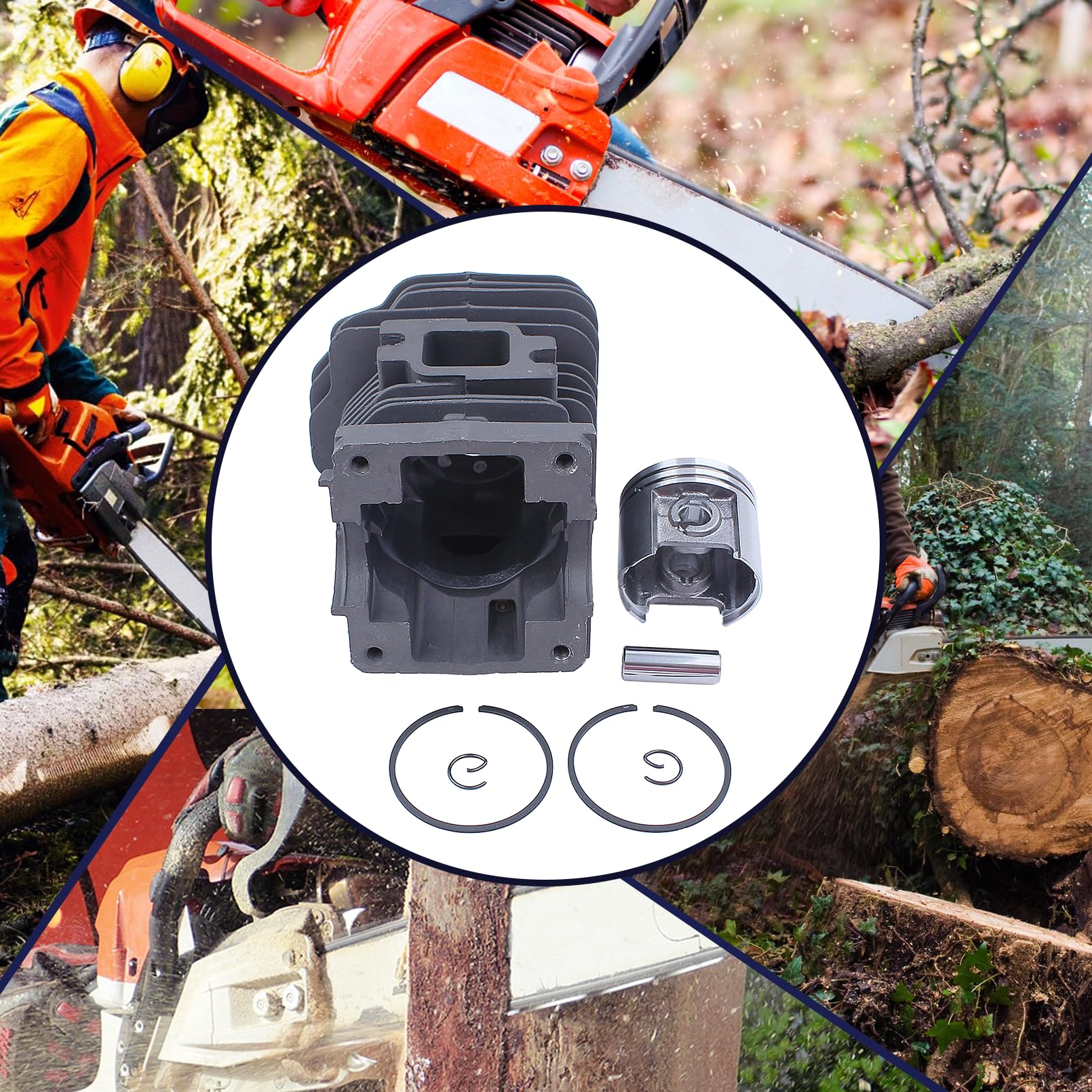 Motor Cilindro Pistón Carby Buffer Set Kit, para Stihl 023 025 Ms230 Ms250 Motosierra, 11230201209, 1123 020 1209, 11230300408, 1123 030 0408, 11231400608, 1123 140 0608