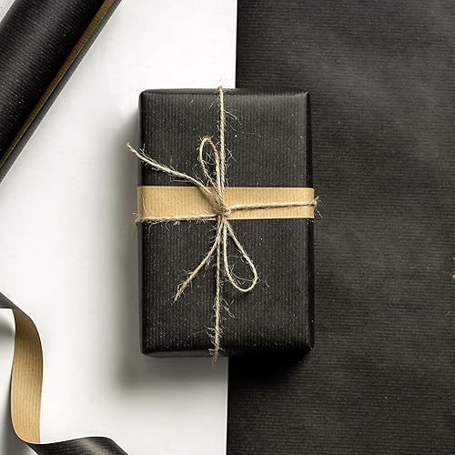Miniatura 3 de RUSPEPA Rollo de papel kraft negro  17.5 pulgadas x 32.8 pies  Papel de estraza forrado teñido reciclable perfecto para manualidades, arte,