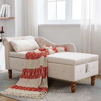 Majnesvon Upholstered Velvet Rolled Arm Chaise Lounges Indoor Chair, 58.26" Velvet Chaise Lounge with Nailhead Trim, with 1 Pillow for Living Room Bedroom Office