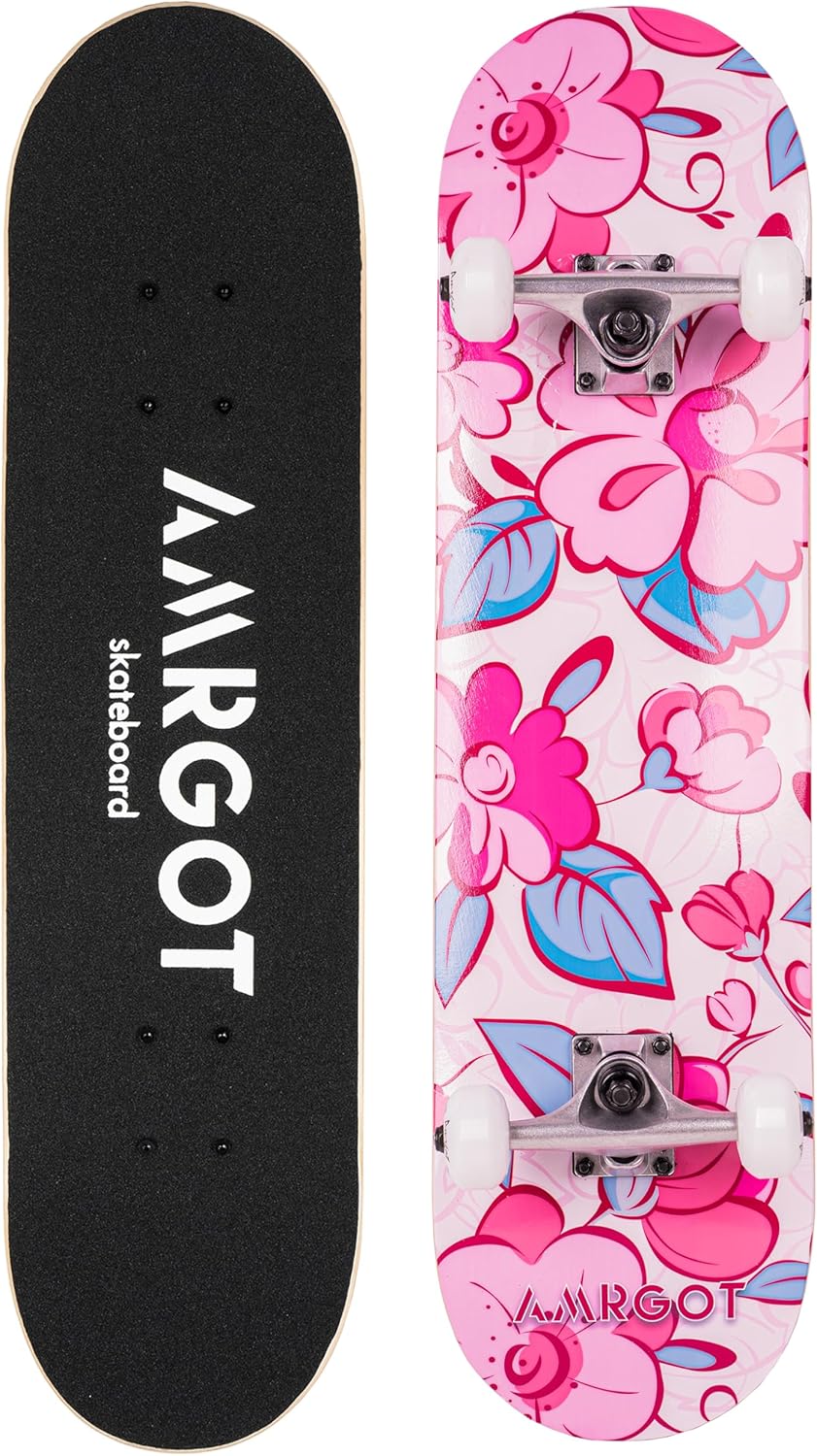 skateboards for beginners,31 * 8 inches complete skateboards for kids,boys,girls and adults,7 layer maple wood,double kick deck concave standard and tricks skateboard 26