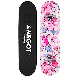 Amrgot Skateboards for Beginners,31 * 8 inches Complete Skateboards for Kids,Boys,Girls and Adults,7 Layer Maple Wood,Double Kick Deck Concave Standard and Tricks Skateboard