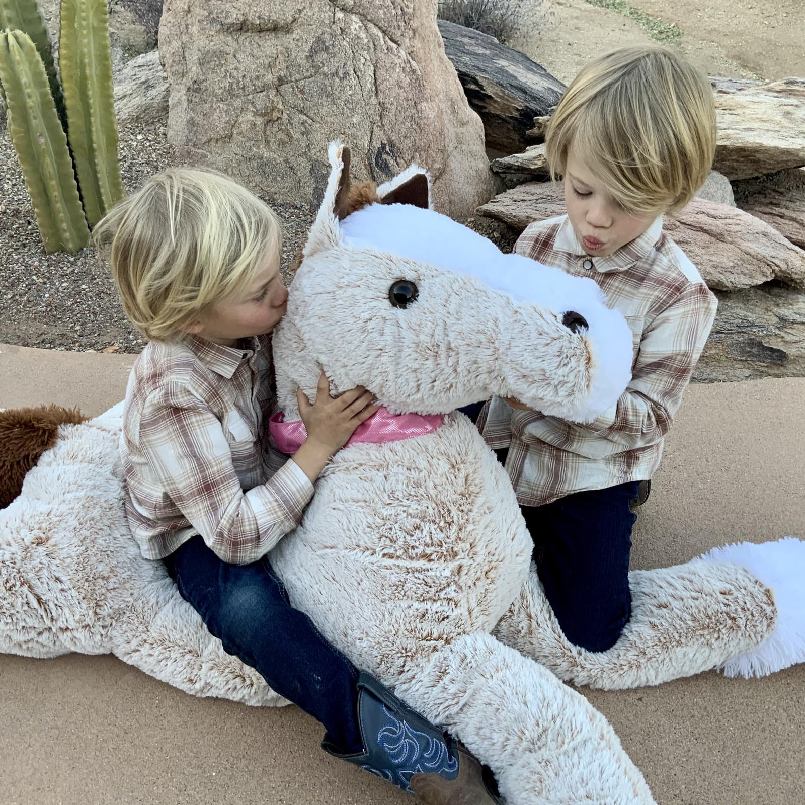 KERTA 59inches Oversize Horse Stuffed Animal, Riding 5ft Giant Stuffed Mustang Farm Plush Toy, Hugging Soft Horse Plush Body Pillow for Kids Adult 6
