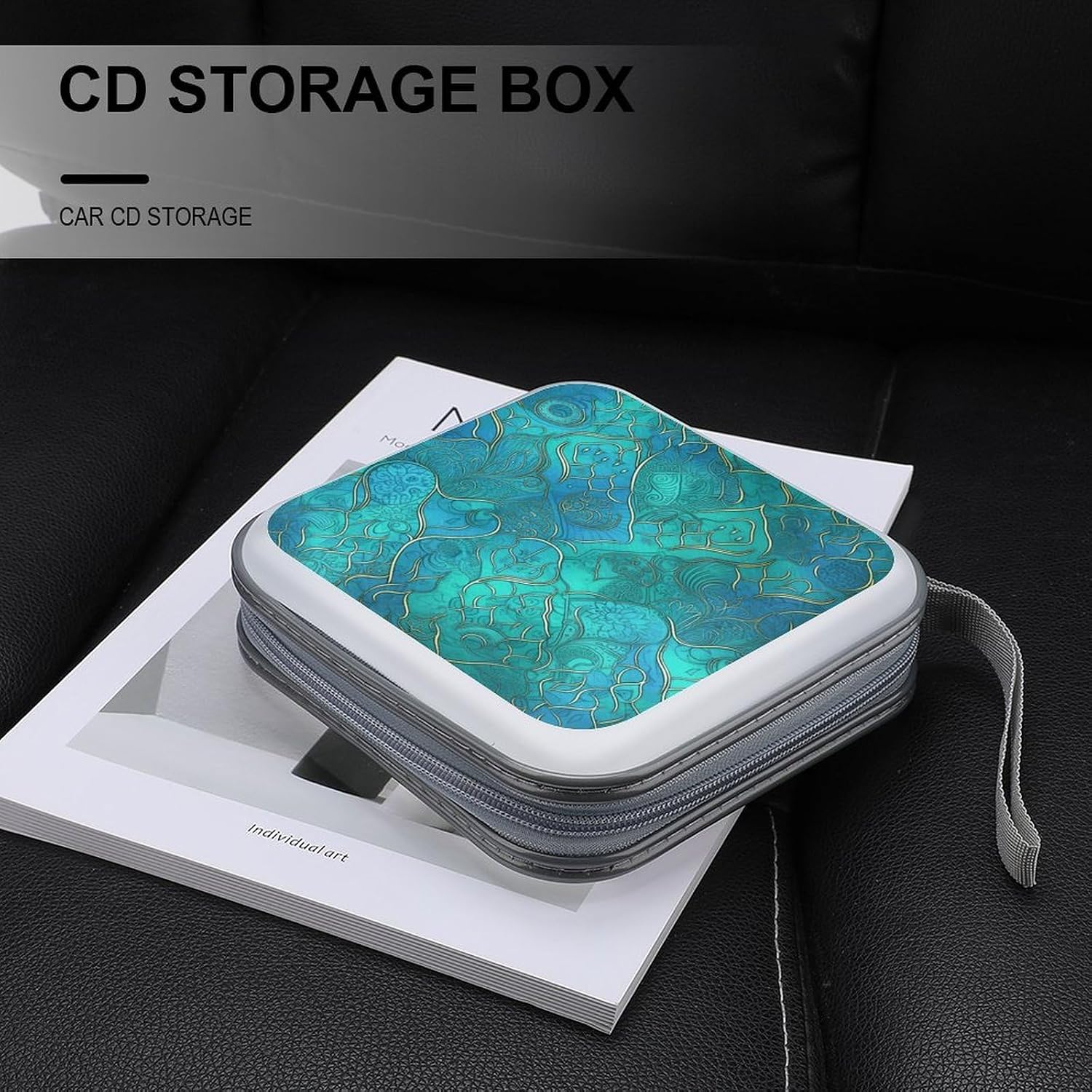 Turquoise Pattern CD/DVD Case Holder 40 Capacity image 5