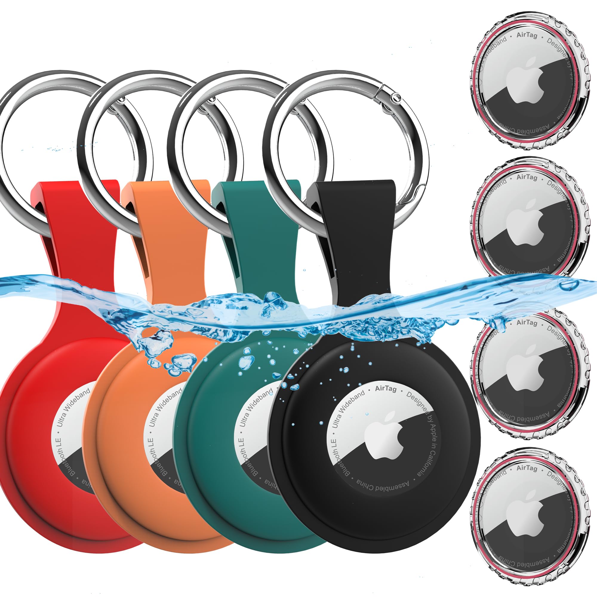 4 Pack AirTag Holder with Keychain AirTag case with Anti-Lost Keychain, Protective Air Tag, Item Finders, for for Dog, Cat, Luggage, Wallet, Backpacks