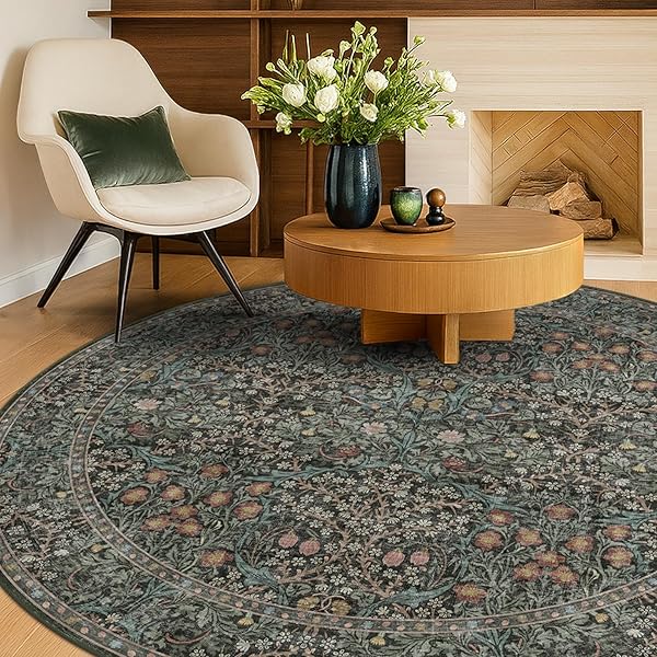 Fresh Green Rug Ideas for Living Room Style 12 Vintage Floral Round Area Rug