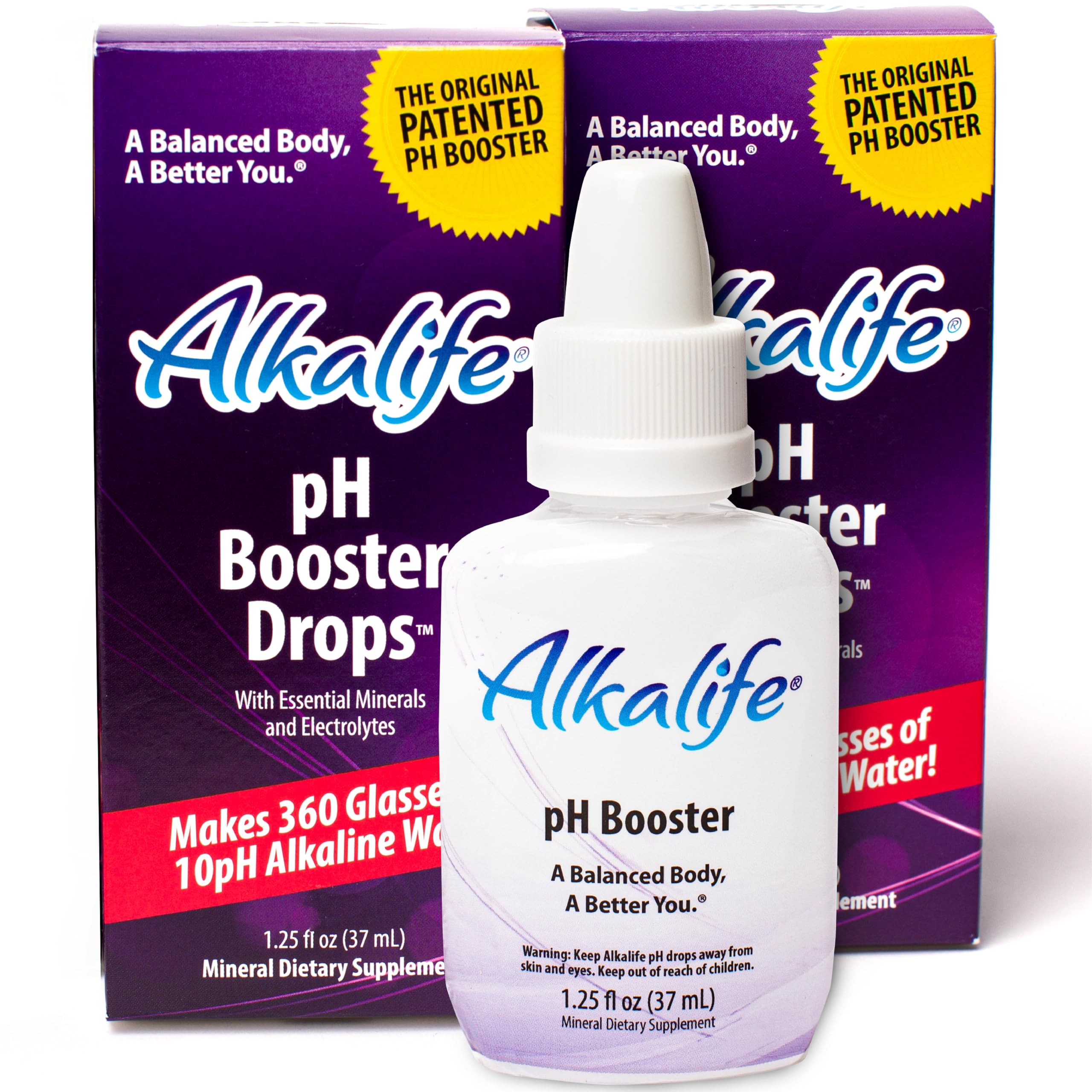 Alkalife pH Booster Drops, 2 Pack, Turn Any Drinking Water Into pH 10 Alkaline Water, 360 Servings Per Bottle, The Original Patented Formula, Electrolytes & Minerals