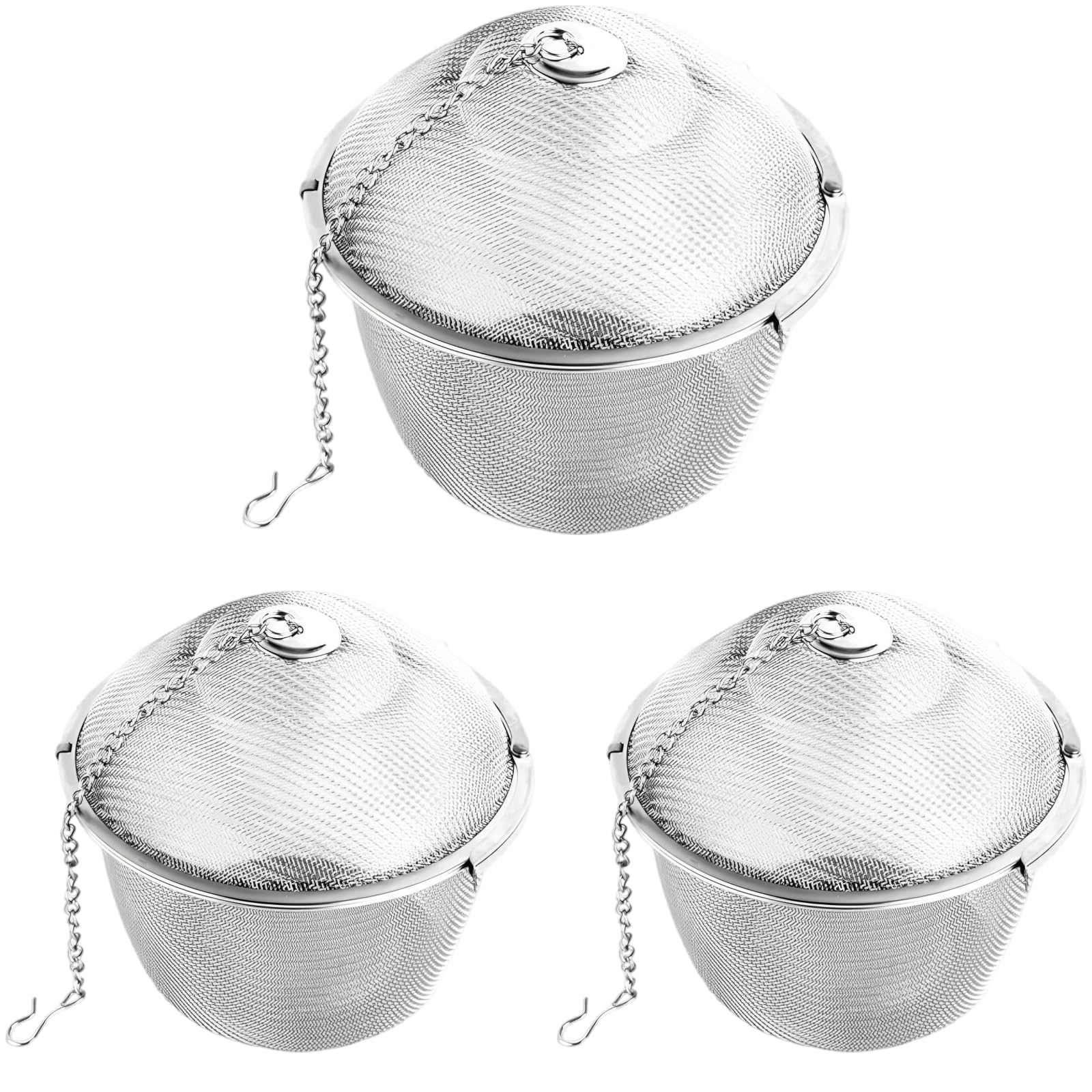 Lot de 3 infuseurs à thé en acier inoxydable, boule à maille fine avec chaîne et crochet, filtre compact et robuste pour thé en vrac, thé en feuilles, épices, herbes aromatiques, soupe
