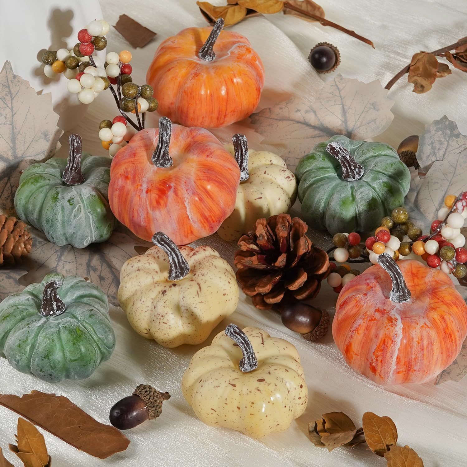 Ensemble De Citrouilles Artificielles, 23 Pcs Décorations De