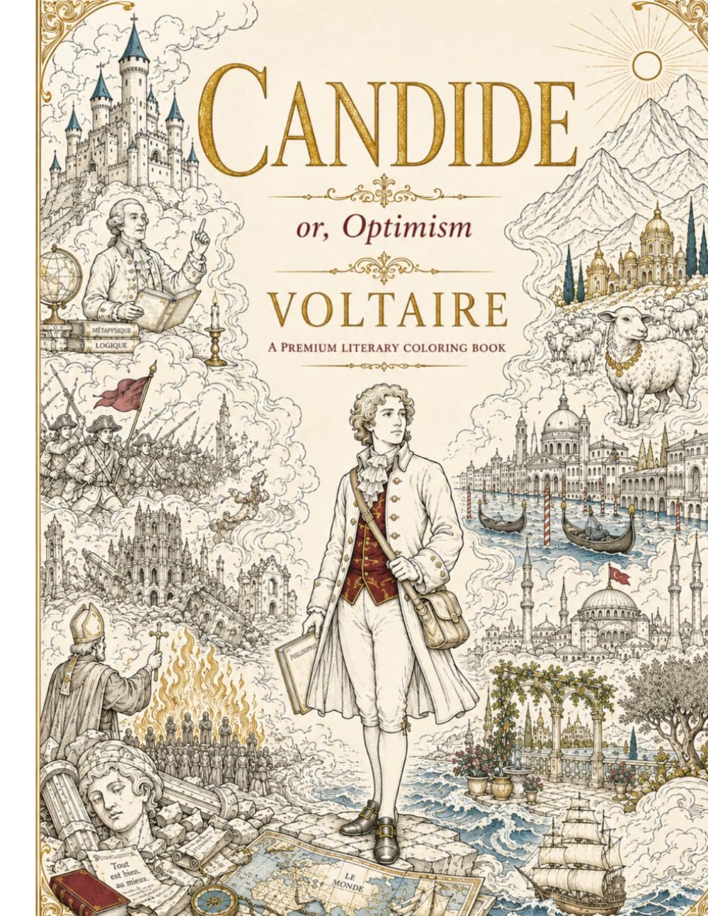 Candide — Premium Literary Coloring Book - 64 Philosophical Scenes Inspired by Voltaire’s Masterpiece: A beautifully illustrated literary coloring ... (Literary Coloring Books for Adults & Teens)